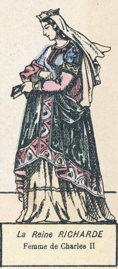Königin Richarde, Frau von Karl II (kolorierte Gravur) von French School