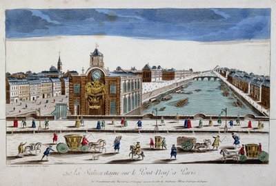 La Samaritaine (Wasserpumpe) auf der Pont Neuf in Paris - optische Ansicht von French School
