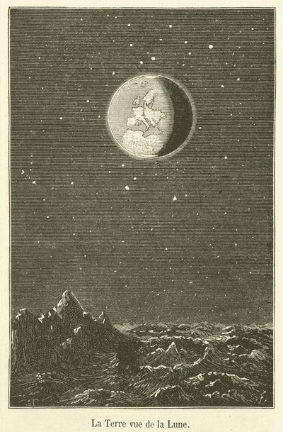 Die Erde vom Mond aus gesehen (Stich) von French School