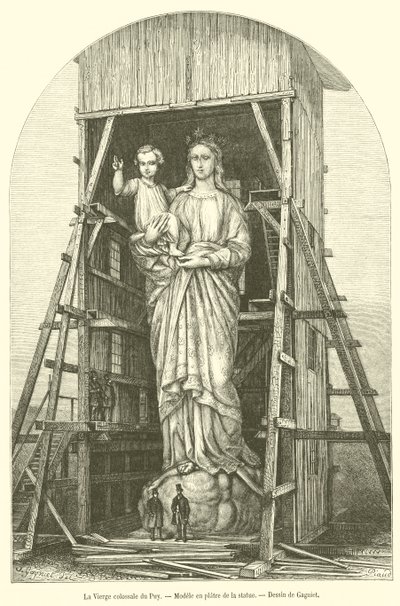 Die kolossale Jungfrau von Puy, Modell in Gips der Statue (Stich) von French School