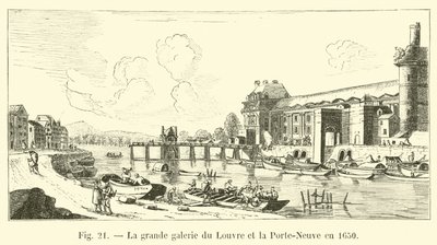 Die große Galerie des Louvre und die Porte-Neuve im Jahr 1650 von French School