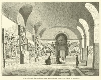 Der große Saal des assyrischen Museums im Louvre von French School
