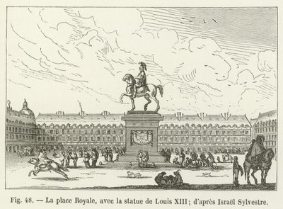 Der Place Royale mit der Statue von Louis XIII. (nach Israel Sylvestre) von French School