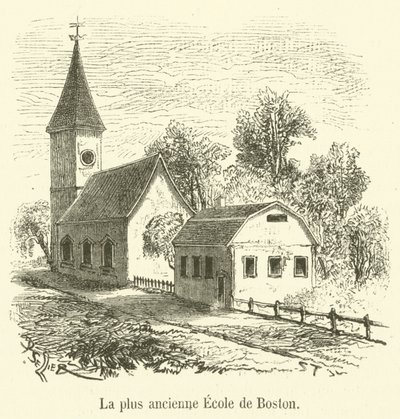 Die älteste Schule von Boston (Stich) von French School