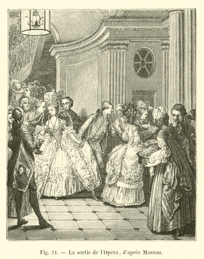 Der Ausgang der Oper, nach Moreau von French School