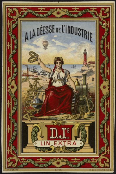 Etikett für die Göttin des Industriefadens von French School