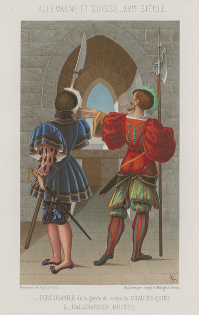 Lanzenträger der Wache von Karl V. und ein Schweizer Yeoman von French School