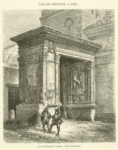 Der Bogen der Geldwechsler in Rom (Gravur) von French School