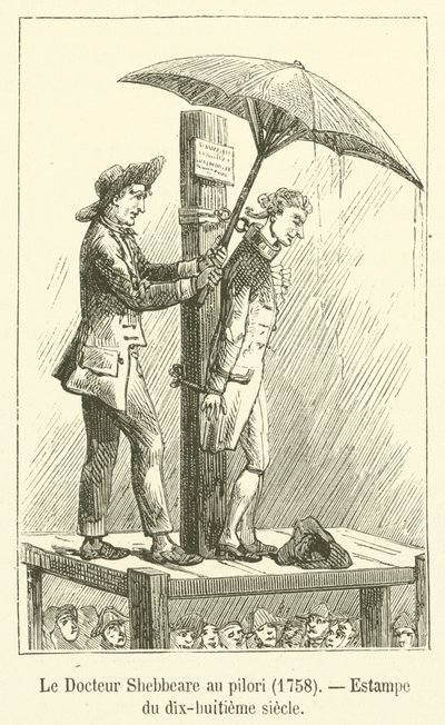 Dr. Shebbeare am Pranger, 1758, Stich aus dem achtzehnten Jahrhundert von French School
