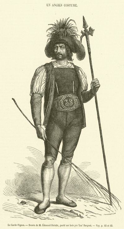 Der Weinbergwächter (Gravur) von French School