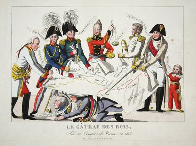 Le Gateau des Rois, gezogen auf dem Kongress von Wien 1815, veröffentlicht von French School