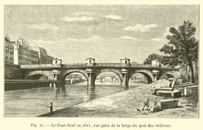 Pont-Neuf im Jahr 1845, Blick von der Uferpromenade des Quai des Orfèvres von French School
