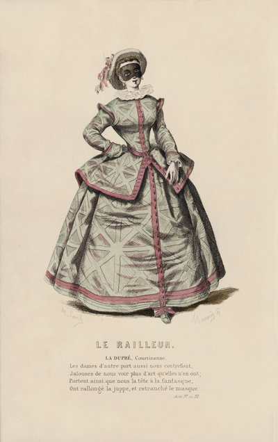 Le Railleur, La Dupre, Kurtisane (farbiger Stich) von French School