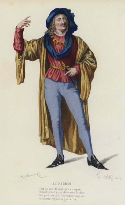 Le Resolu (farbiger Stich) von French School