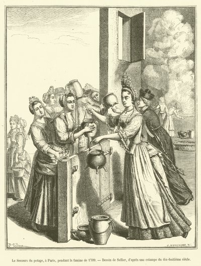Le Secours du potage, a Paris, pendant la famine de 1709 von French School