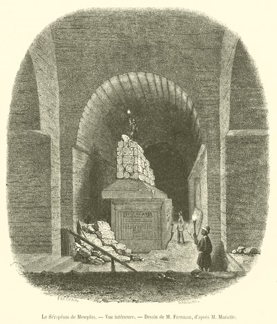 Das Serapeum von Memphis, Innenansicht (Gravur) von French School