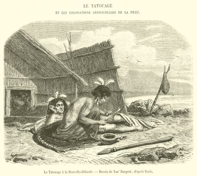 Die Tätowierung in Neuseeland (Gravur) von French School
