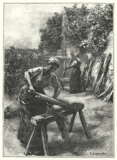 Das Flachsdreschen von French School
