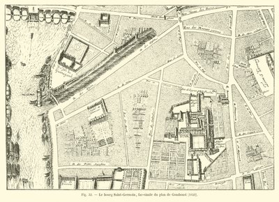 Das Bourg Saint-Germain, Faksimile des Plans von Gomboust, 1652 von French School