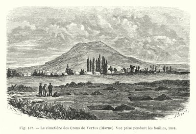 Der Friedhof der Crons von Vertus, Marne, Ansicht während der Ausgrabungen von French School