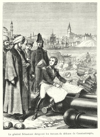General Sebastiani leitet die Verteidigungsarbeiten von Konstantinopel von French School