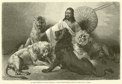 Der Negus Theodor II. in Audienzkleidung (Gravur) von French School