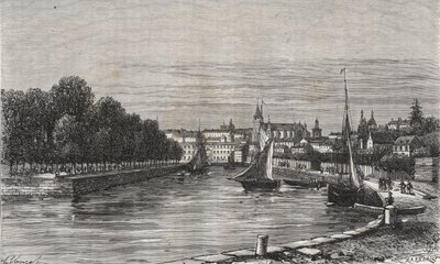 Der Hafen von Vannes (Morbihan, Frankreich) - Gravur in „La France Illustrée: Geographie, Geschichte, Verwaltung, Statistik“ von V.-A. Malt-Brown. 1884 von French School
