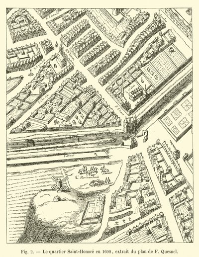 Das Viertel Saint-Honoré im Jahr 1608, Auszug aus dem Plan von F Quesnel von French School