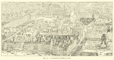 Das Viertel der Hallen im Jahr 1849 von French School