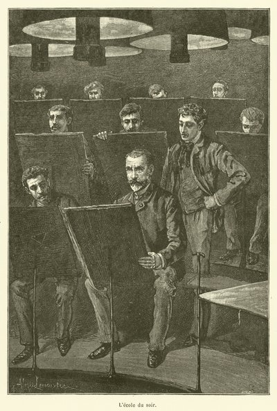 Die Abendschule (Gravur) von French School