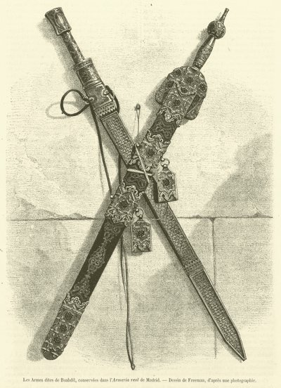 Die sogenannten Waffen von Boabdil, aufbewahrt in der Armeria real in Madrid von French School