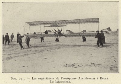 Die Experimente des Flugzeugs Archdeacon in Berck, Der Start von French School