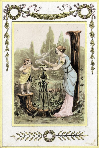 Brief, der eine Mutter und Tochter darstellt, späte 19. Jahrhundert (Chromolithographie) von French School