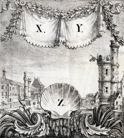 Buchstaben X, Y und Z: Paris im Jahr 1500 - „Alphabet Picturesque des Monumens de Paris“ ca. 1840 (Gravur) von French School