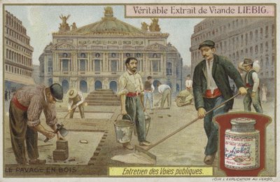Liebig-Karte mit Straßeninstandhaltung von French School