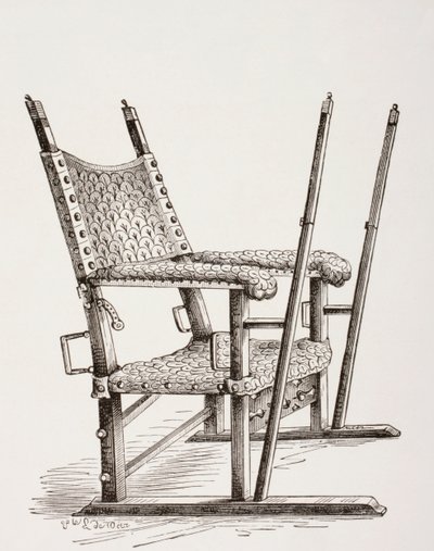 Sänftenstuhl, benutzt von Carlos I. von Spanien, aus Les Arts au Moyen Age, veröffentlicht 1873 von French School
