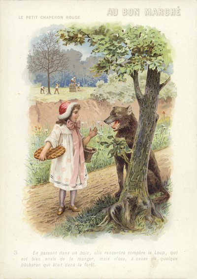 Rotkäppchen spricht mit dem Wolf von French School