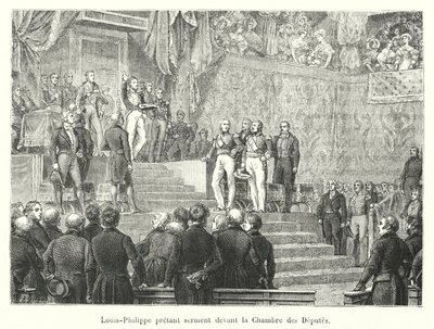 Louis-Philippe leistet den Eid vor der Abgeordnetenkammer von French School