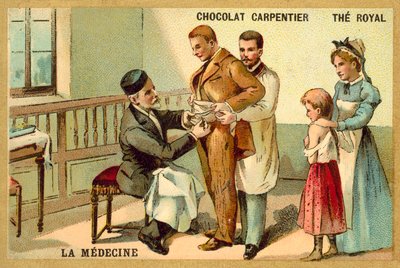 Louis Pasteur impft einen Patienten gegen Tollwut im Pasteur-Institut von French School