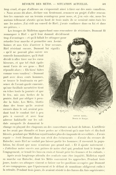 Louis Riel, kanadischer Politiker und Anführer der Métis im kanadischen Präriegebiet von French School