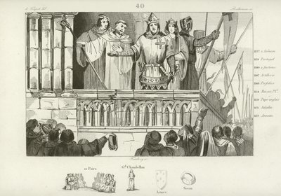 Ludwig VII. von Frankreich sammelt Unterstützung für den Zweiten Kreuzzug, ca. 1147 von French School