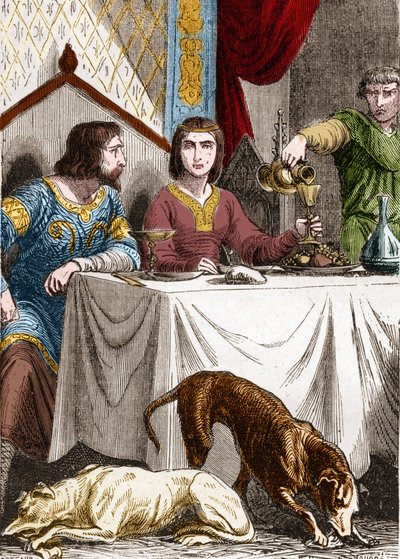 Ludwig VII. der Jüngere oder der Fromme (1120-1180) mit seiner Frau Alienor von Aquitanien (1122-1204) (oder Eleonore von Guyenne). von French School