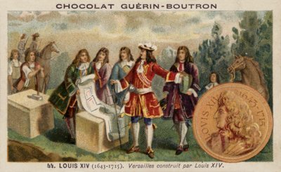 Ludwig XIV. von Frankreich überwacht den Bau des Schlosses von Versailles von French School
