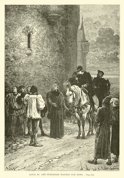 Ludwig XI und Bürger warten auf Nachrichten von French School