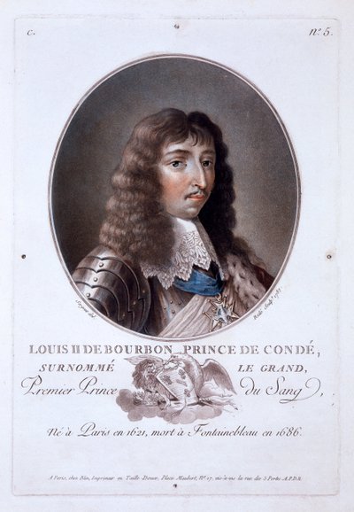 Louis de Bourbon, Prinz von Condé, aus Portraits des grands hommes, femmes illustres, et sujets memorables de France, veröffentlicht 1787-92 von French School