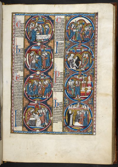 MS. Harley 1527, f.77r, Miniaturen aus der Bible moralisée von French School