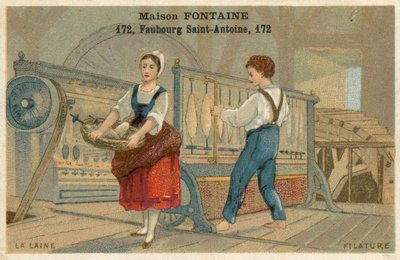 Maison Fontaine Handelskarte, Wollspinnen von French School