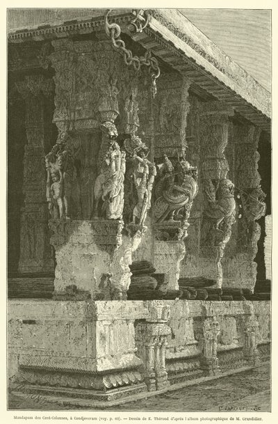 Mandapam der Hundert Säulen, in Kanchipuram von French School