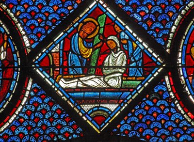 Maria-Magdalena-Fenster: Lazarus - seine Auferstehung von French School