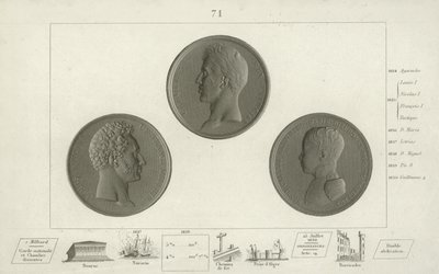 Medaillons von Karl X. von Frankreich und seinem Sohn Louis Antoine, Herzog von Angoulême und Enkel Heinrich, Herzog von Bordeaux von French School